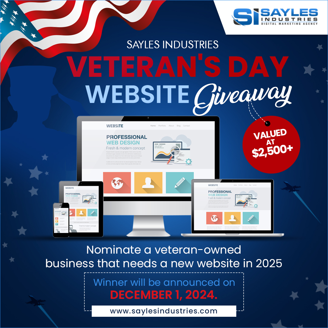 Sayles Industries Launches Free Website Giveaway for Veteran-Owned Businesses in Honor of Veterans Day